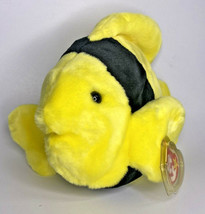 1998 Ty Beanie Buddies &quot;Bubbles&quot; Retired Black &amp; Yellow Fish BB11 - $12.99