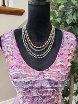 Simply Irresistible Women&#39;s Pink &amp; Purple Paisley Sleeveless Ruffle Top Blouse L - £17.94 GBP