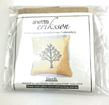 Anette Eriksson Cross Stitch Pillow Cover Kit Birch Tree Burlap Modern - £20.03 GBP