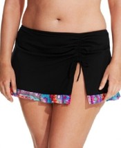 NWT Profile by Gottex Black Printed-Hem Swim Skirt Bottom Plus 18W 20W 2... - $9.06