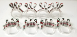 Christmas Candy Cane Napkin Ring Holders Round Bow Tie Red Green Set of 8 Vtg - £11.32 GBP
