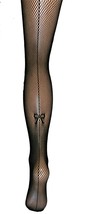 Black Seam Bow Net Fishnet Tights Alternative Pantyhose Festival Fashion one siz - £5.71 GBP