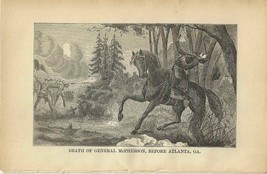 Death of General McPherson Original 1884 Print First Edition 5 x 7 - $21.77