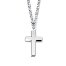 PalmBeach Jewelry Men&#39;s .925 Silver Cross Pendant &amp; Stainless Steel Chain 24&quot; - £63.30 GBP