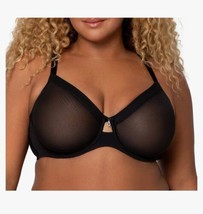 Curvy Couture All You Mesh Bra - Women&#39;s Size 34DD Black New With Tags #... - $24.75