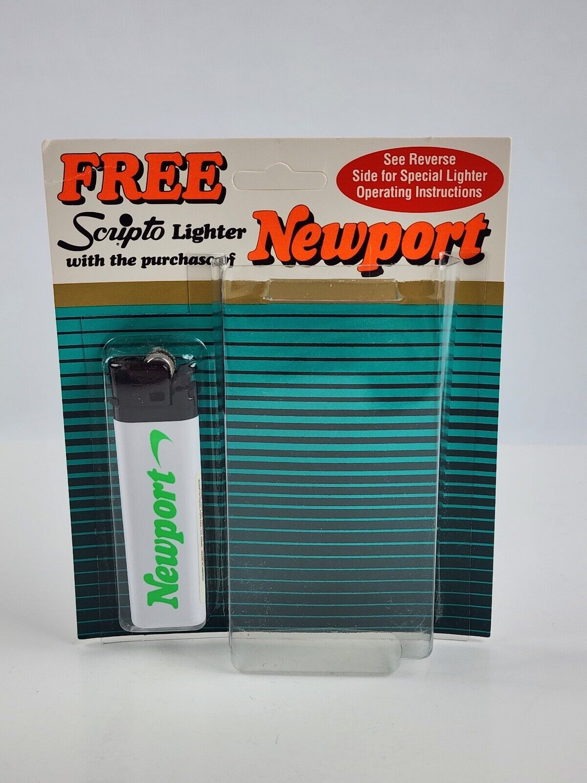 New Newport Cigarette Lighter Scripto white plastic New on card 1993 - $15.83