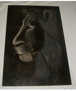 LION FACE SAHARA PRIDE OIL PAINTING ON BOARD ART HOUSE ORIGINAL INK STAM... - £117.52 GBP