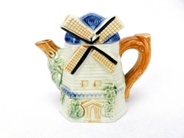 Porcelain Miniature Teapot, 2-Piece Windmill, Made in Japan, Vintage - £11.50 GBP