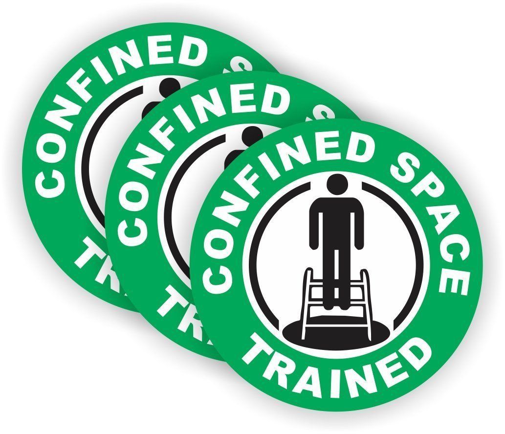 Confined Space Trained (3 Pack) HardHat Sticker (size: 2&quot; color: G/W/B) - $2.99
