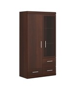 Large Dark Mahogany Glazed Display Storage Cabinet 3 Drawers 2 Doors &amp; S... - £332.35 GBP