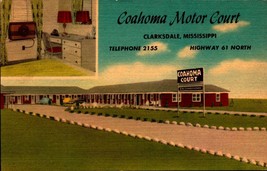 Coahoma motor Court Clarksdale Mississippi MS linen postcard bk55 - £4.66 GBP