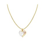Genuine 14k Tri-tone Gold 0.78&quot; Floral Heart 15 ANOS Quinceanera Necklac... - $7,113.40 MXN+