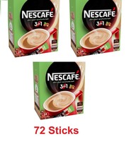 Nescafe 3 In 1 Hazelnut Flavor Instant Coffee Mix 72 x 18 g Sticks 3 Packs - £45.06 GBP