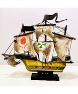 The Nina Vintage Hand Painted Wooden Nautical Model Columbus Sailing Ship - £17.58 GBP