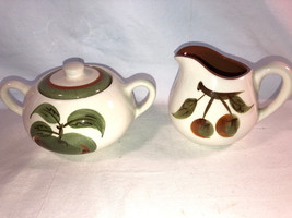 Stangl Orchard Song Creamer And Sugar With Lid Mint - $24.99