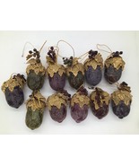 11 Beaded Sugar Frosted Faux Fruit Ornaments Plum 4 inch tall - €21,70 EUR