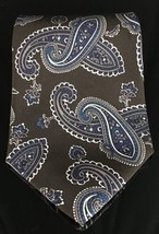 Barrington Neck Tie Black With Blue &amp; White Floral 100% Silk - £12.50 GBP