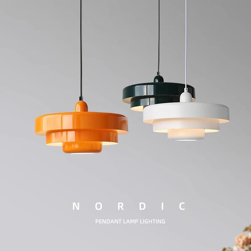 Medieval LED Pendant Light Nordic 3 Layers White Dark Green Orange Illum... - $74.33+