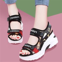 Summer Women&#39;s Sports Beach Sandals New Casual Bling Slope Heel Muffin Thick Sol - £19.74 GBP