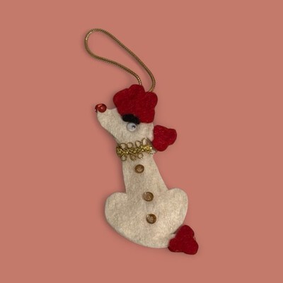 Vintage Handmade Sequin/Felt Santa Snowman Frog Christmas Ornaments Lot Of 5 Item image 7