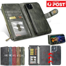 For iPhone 12 11 Pro Max Mini XR XS 8 Leather Wallet Magnetic Flip back case - £47.35 GBP