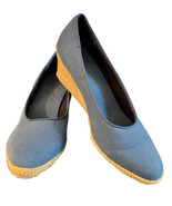 Beacon Shoes Wedge Womens 11 Blue Espadrille Woven Wedge Slip On Heel - $13.36