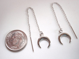 Crescent Moon Threader Earrings Sterling Silver Corona Sun Jewelry - £7.18 GBP