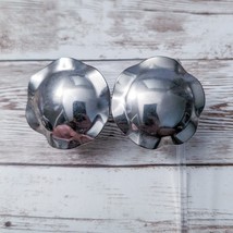 Vintage Clip On Earrings Extra Large Silver Tone Wavy Design Statement Earrings - $14.99