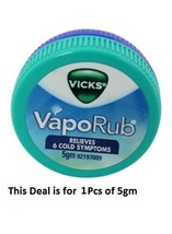 Vicks Vaporub Ointment Vaporizing blocked nose cough Nasal headache Relief 5g - £2.48 GBP