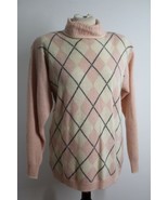 Vtg Liz Claiborne PS Pink Argyle Turtleneck Sweater Lambswool Angora - £25.57 GBP