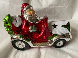 Santa Driving car Ceramic Christmas Decoration with changing color lights  - £23.47 GBP