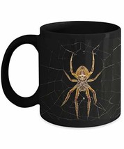 Spider on Web Coffee Mug - Perfect For Halloween - 11 oz Black Ceramic Cup - £13.28 GBP