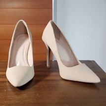 Charlotte Russe NEW Pumps Heels Neutral Cream Blush Beige Faux Leather S... - £19.29 GBP