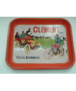 Rare Vintage Clement Paris Cycles &amp; Automobiles Red Metal Tray  - $39.27 CAD