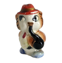 Vintage Japan Ceramic Anthropomorphic Owl Smoking Pipe with Red Hat Salt... - £3.94 GBP