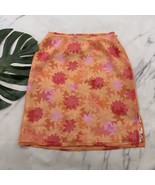 Apostrophe Womens Vintage Y2k Slip Skirt Size 6 Orange Pink Floral Layered - $27.71
