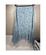 J Jill Floral Skirt Aqua Purple White Ruffle Large Lined Ballet Cottage ... - $460.12 MXN