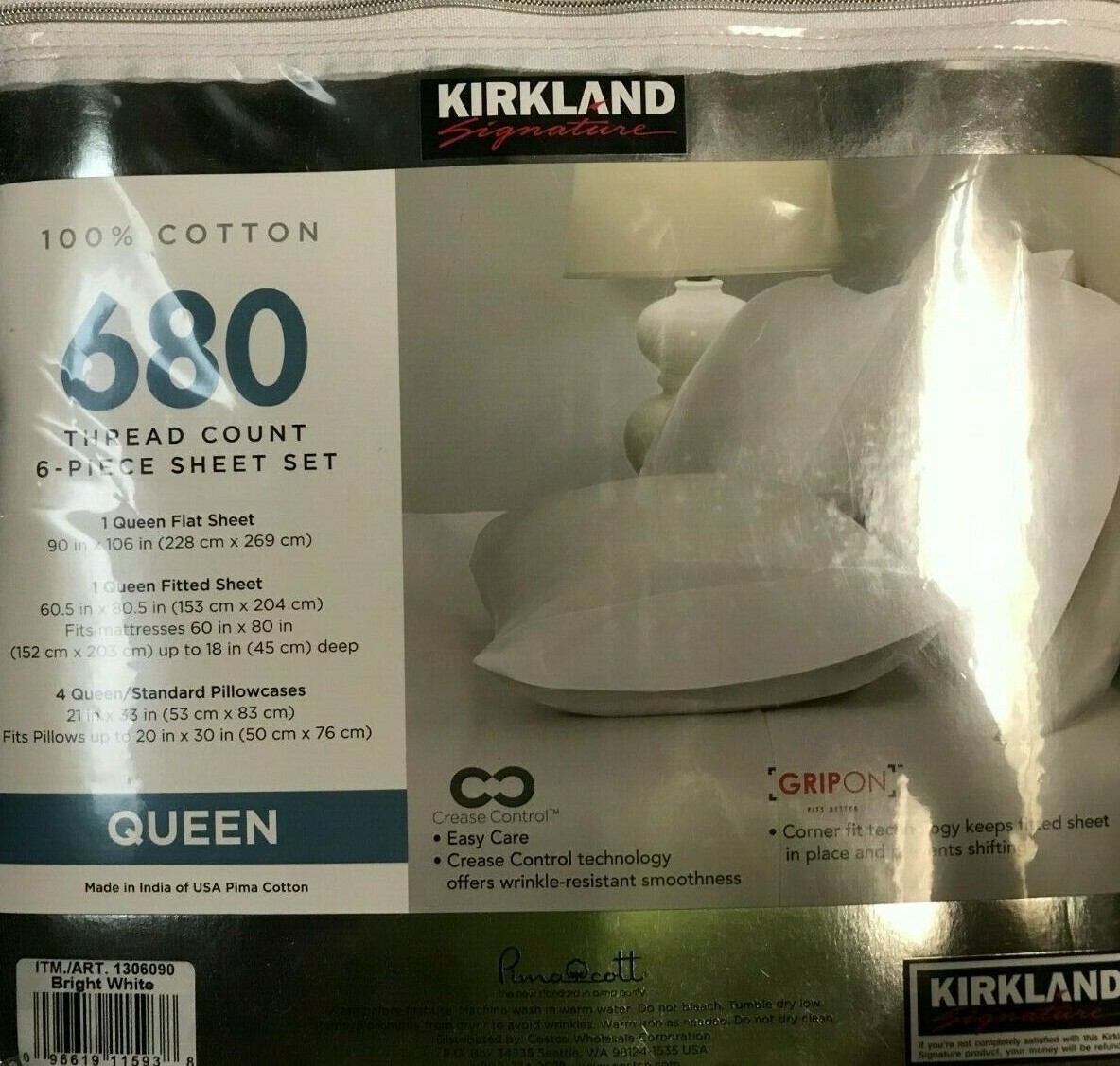 Kirkland Signature 680 Thread Count 6-piece Sheet Set, Queen White  - $58.41