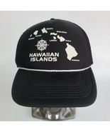 Vintage HAWAIIAN Islands Black Trucker Hat  Hawaiian Headwear Snapback B... - £10.16 GBP