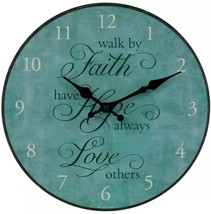 Kitchen Plastic Décor Wall Clock,12&quot;, WALK BY FAITH, HAVE HOPE ALWAY LOV... - £17.04 GBP