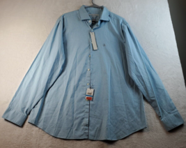 Perry Ellis Dress Shirt Men XL Blue 100% Cotton Long Sleeve Collared Button Down - £12.78 GBP