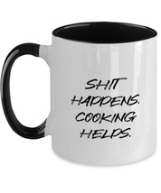 Shit Happens. Cooking Helps. Two Tone 11oz Mug, Cooking Present From Friends, Ga - £15.71 GBP