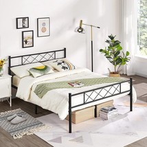 Queen Size Traditional Powder Coated Slatted Metal Platform Bed - $245.49
