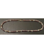 Beaded necklace; clear and brown; gold spacers; 22 inches long - £12.84 GBP