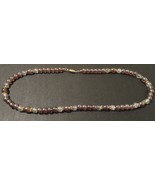 Beaded necklace; clear and brown; gold spacers; 22 inches long - £18.11 GBP