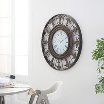 Deco 79 Metal Fleur De Lis Wall Clock, 38&quot; x 5&quot; x 38&quot;, Brown - $195.99