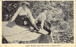 1909 Semi-Photo Postcard Girls with Pond Lily Postcard - £3.98 GBP