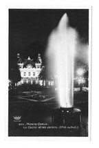 RPPC Monte Carlo Casino Jardins Garden Fountain at Night Munier Postcard - £3.92 GBP