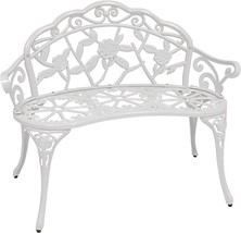 Outdoor Garden Bench In White Cast Aluminum With A Classic Rose Design From - £206.34 GBP