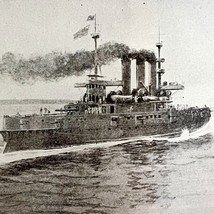 Cruiser Brooklyn Chasing Cristobal Colon Santiago 1899 Victorian Print D... - $549.97 MXN